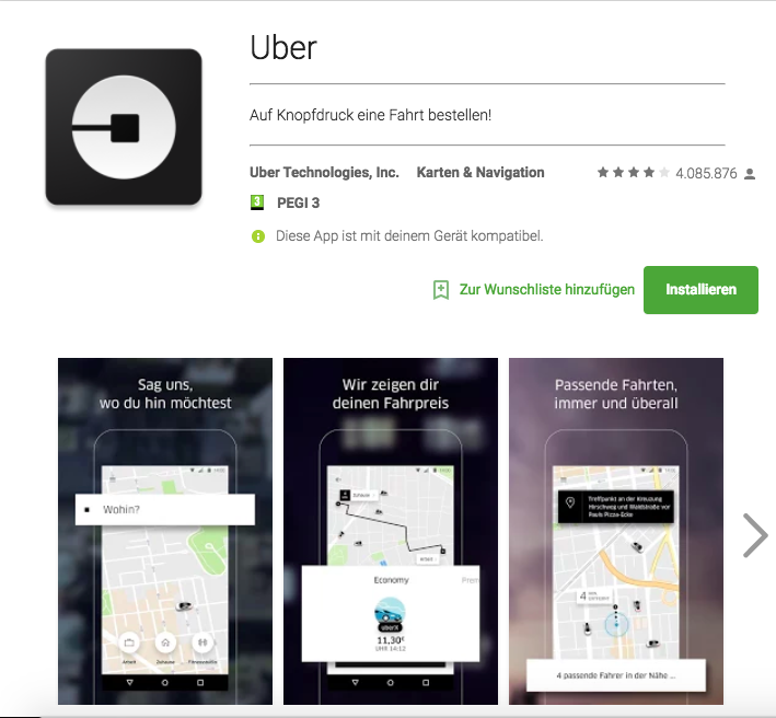 App Store Optimization w Niemczech dla aplikacji mobilnej Uber